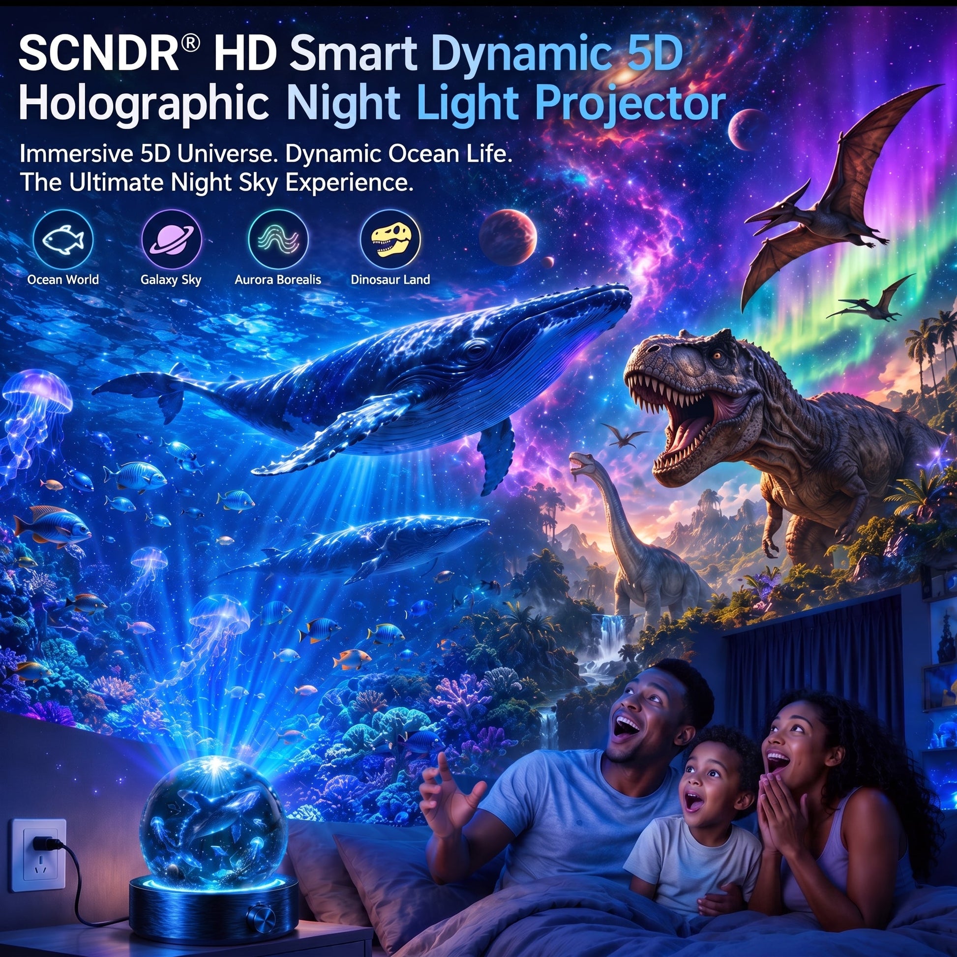 🐉SCNDR® 360° Smart Holographic Projector (HD Smart Dynamic 5D)